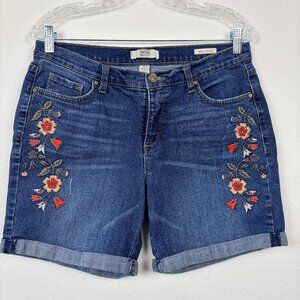 Vintage America Blues Bestie Denim Short with Floral Embellishment Sz 6